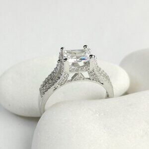 New sterling silver cz cathedral set ring engagement cocktail size 9